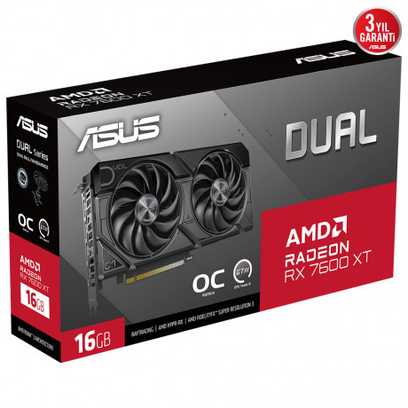 Asus DUAL-RX7600XT-O16G 16GB 128BT GAMING EKRAN KARTI 