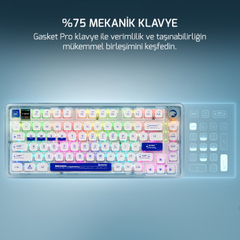 GamePower Gasket Pro X RGB Wireless/Bluetooth/Kablolu Mekanik Hot-Swap Yağlı Switch Gasket Gaming Klavye