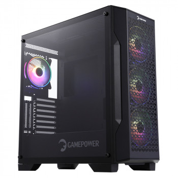 GamePower Savagis 550W 80+ Bronze ATX 4*ARGB Fan Temperli Cam Hub Siyah Gaming Kasa