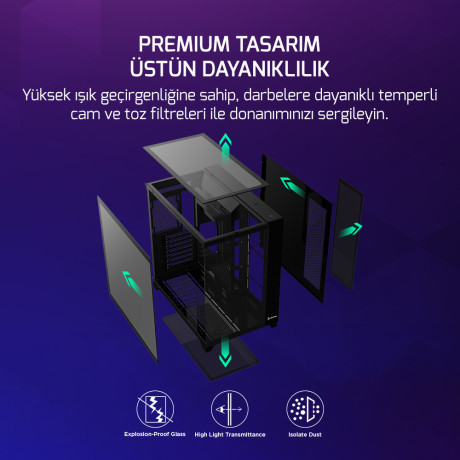 GAMEPOWER WARCRY TOPGLASS 4XARGB KASA 650W BLACK