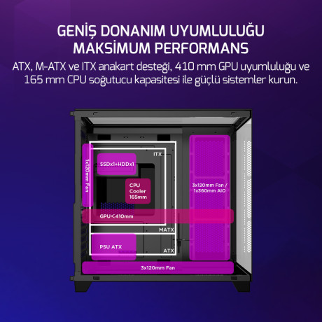 GAMEPOWER WARCRY TOPGLASS 4XARGB KASA 650W BLACK