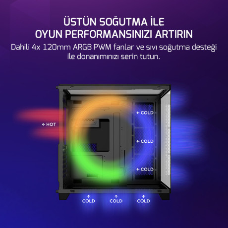 GAMEPOWER WARCRY TOPGLASS 4XARGB KASA 650W BLACK