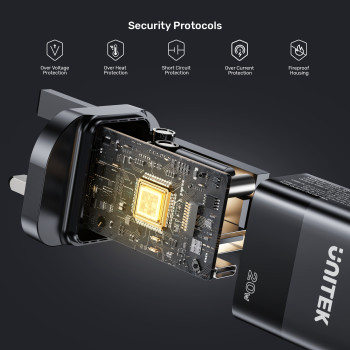 Unitek 20W Hızlı Şarj Adaptörü 1*USB-C (P1124ABK-EU)