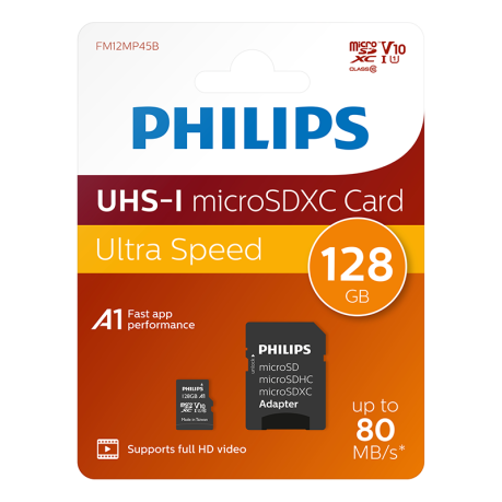 PHILIPS 128GB MICRO SDXC 80 MB/S C10 FM12MP45B/00