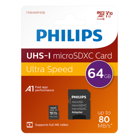 PHILIPS 64GB MICRO SDXC 80 MB/S C10 FM64MP45B/00