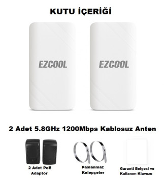 EZCOOL EZ-W580AN DIŞ ORTAM (5.8GHz 1200Mbps 1KM) ACCESS POİNT