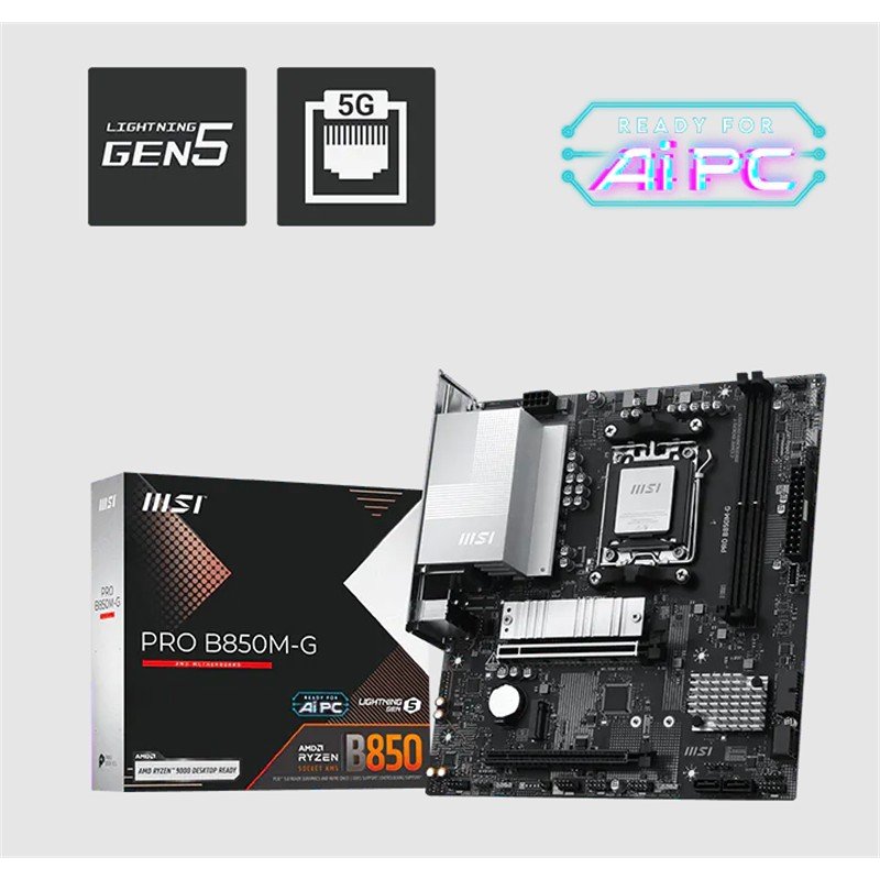 AA190MSI0082_75830 MSI PRO B850M-G DDR5 8200MT/S 1XHDMI 1XDP 2XM.2 USB MATX AM5 (AMD AM5 9000/8000/7000 SERİ İLE UYUMLU) - Görsel 1