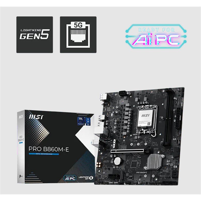 AA205MSI0021_76892 MSI PRO B860M-E DDR5 9066MHZ 1XHDMI 1XDP 2XM.2 USB MATX 1851P(INTEL ULTRA PROCESSORS SERIES 2) - Görsel 1