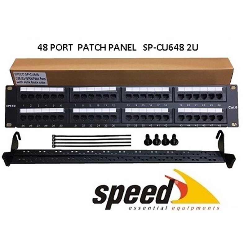 NK880SED0001_76061 SPEED SP-CU648 2U 48 PORT CAT6 DOLU UTP PATCH PANEL + KABLO DÜZENLEYİCİ - Görsel 1
