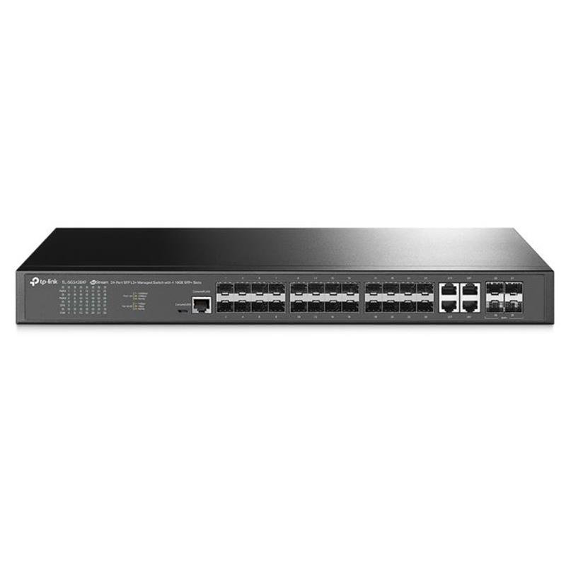 NS105TPL0026_53796 TP-LINK OMADA TL-SG3428XF 24 PORT GIGABIT SFP/4XPORT RJ45 COMBO+4X10GIGABIT SFP+ UPLINK YÖNETİLEBİLİR RACKMOUNT SWITCH - Görsel 1