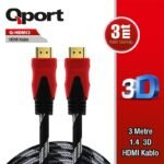 QPORT Q-HDMI3 3 METRE ALTIN UÇLU HDMI KABLO 1.4V
