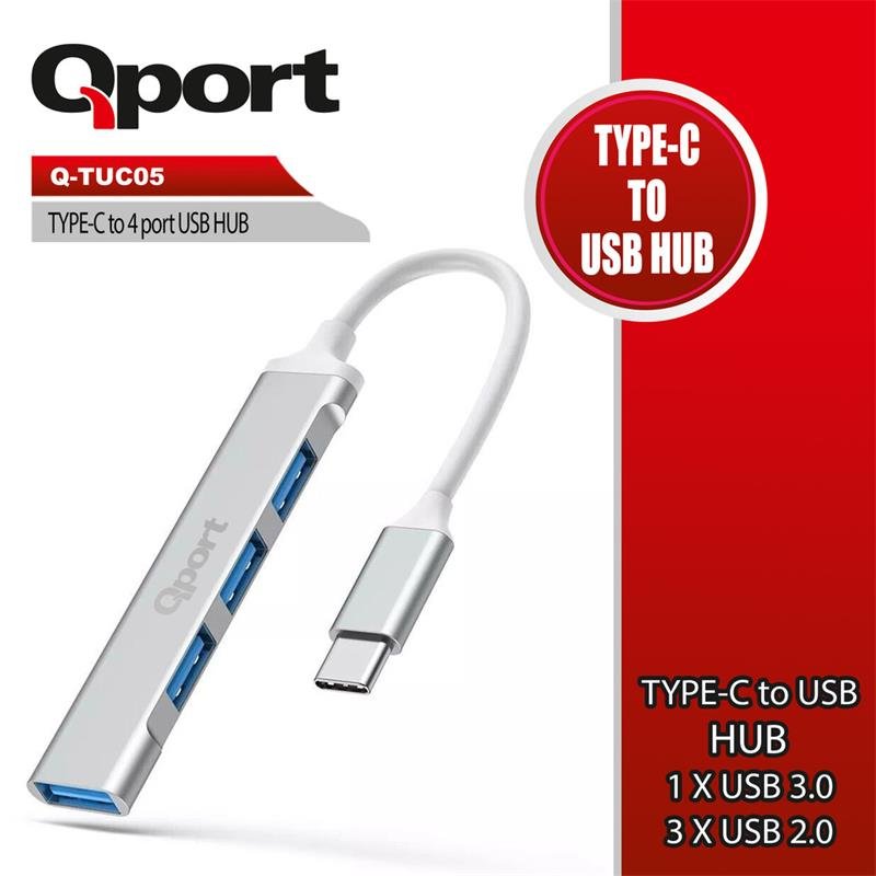 TK230QPT0027_64382 QPORT Q-TUC05 TYPE-C TO 4 PORT USB ÇOKLAYICI - Görsel 1